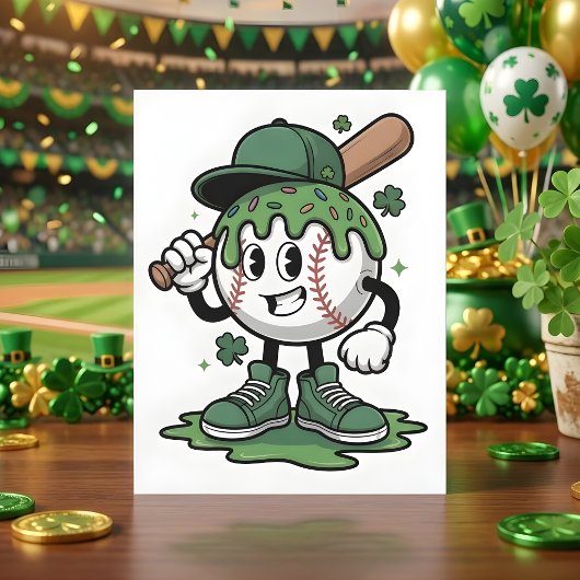 Grappig St. Patrick-dag honkbalontwerp Feestdagenkaart