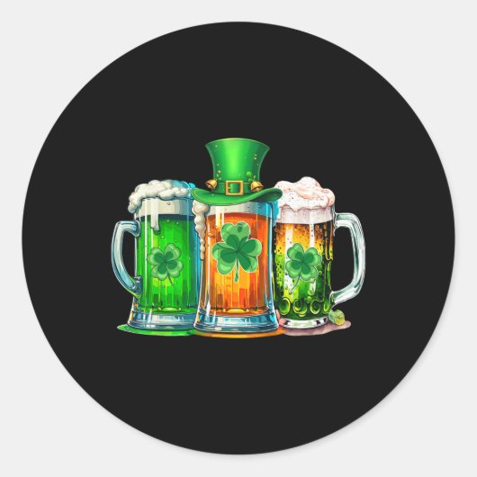 Grappig St Patrick Day Ierse vlag groen bier Ronde Sticker (Voorkant)