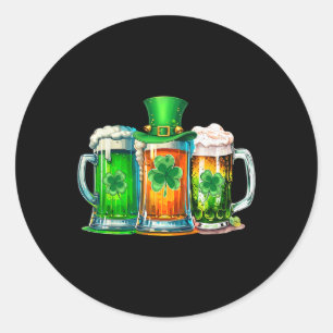 Grappig St Patrick Day Ierse vlag groen bier Ronde Sticker