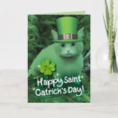 Grappig St. Patrick's Day Green Cat with Pet Kaart (Voorkant)
