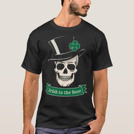Grappig St. Patrick's Day Irish to the Bone Skull T-shirt (Voorkant)