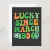 Grappig St Patrick's Day Lucky sinds maart 1996 Feestdagenkaart (Voorkant / Achterkant)