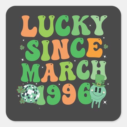 Grappig St Patrick's Day Lucky sinds maart 1996 Vierkante Sticker (Voorkant)