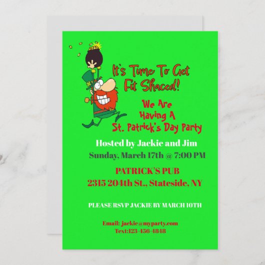 Grappig St. Patrick's Day Party Kaart (Voorkant / Achterkant)