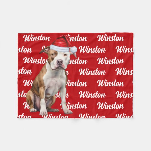 Grappig Staffordshire Dog Naam Patroon Kerstmis Fleece Deken (Voorkant (Horizontaal))