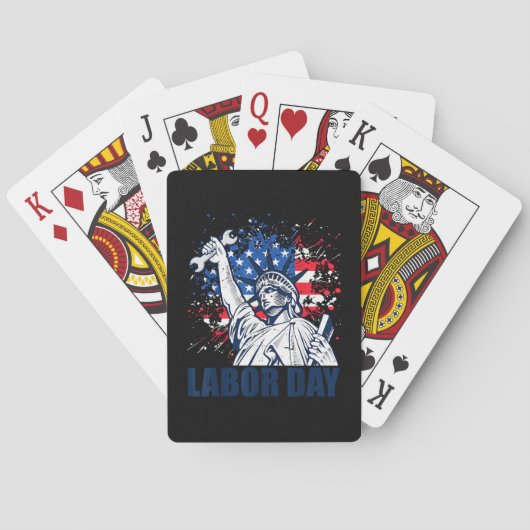 Grappig standbeeld van vrijheid USA vlag dag van d Pokerkaarten (Achterkant)