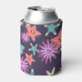 Grappig Starfish patroon in een diepgekleurde stij Blikjeskoeler (Blikje Voorkant)