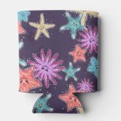 Grappig Starfish patroon in een diepgekleurde stij Blikjeskoeler (Achterkant)