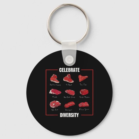 Grappig Steak Shirt vieren diversiteitstypes van S Sleutelhanger (Voorkant)