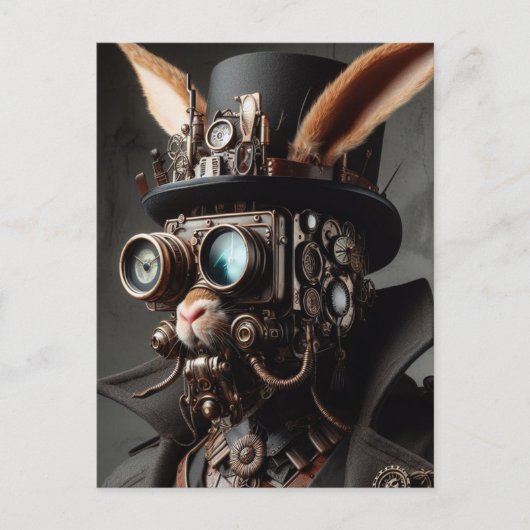 Grappig Steampunk Konijn Briefkaart (Voorkant)