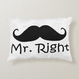 Grappig stel kussen, Mr. right, Mrs. altijd gelijk Decoratief Kussen