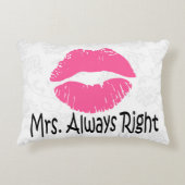 Grappig stel kussen, Mr. right, Mrs. altijd gelijk Decoratief Kussen (Voorkant)