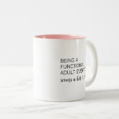 Grappig, sterk functioneel volwassene lijkt overdr tweekleurige koffiemok (Voorkant rechts)