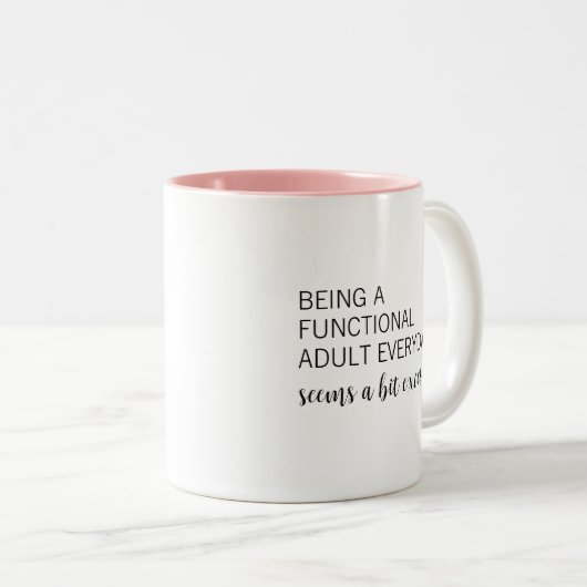 Grappig, sterk functioneel volwassene lijkt overdr tweekleurige koffiemok (Voorkant rechts)