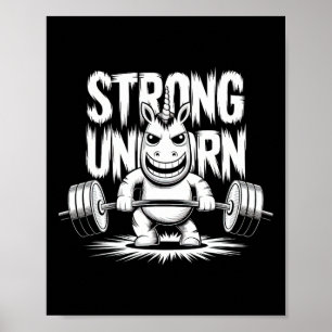 Grappig Sterk Kruisbeeld Hefende Eenhoorn Poster