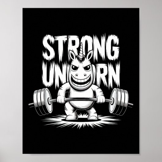 Grappig Sterk Kruisbeeld Hefende Eenhoorn Poster (Voorkant)