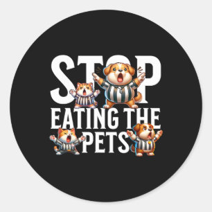 Grappig Stop met het eten van de honden en katten Ronde Sticker