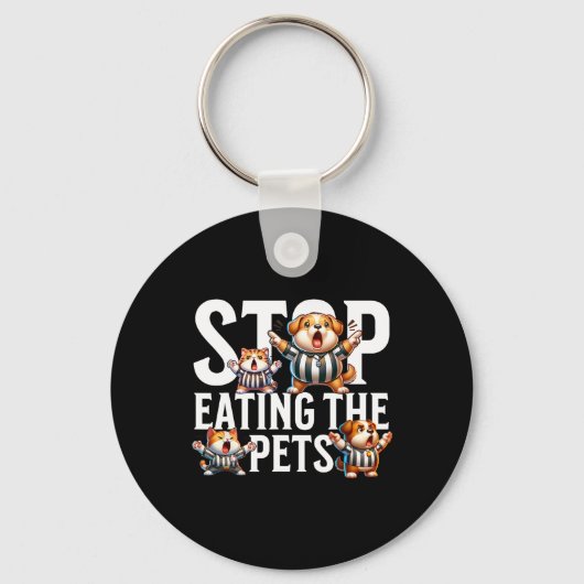 Grappig Stop Met Het Eten Van De Honden En Katten Sleutelhanger (Voorkant)