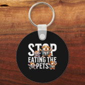 Grappig Stop Met Het Eten Van De Honden En Katten Sleutelhanger (Voorkant)