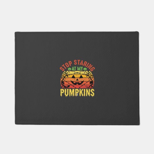 Grappig Stop Met Staren Naar Mijn Pompoenen Hallow Deurmat (Voorkant)
