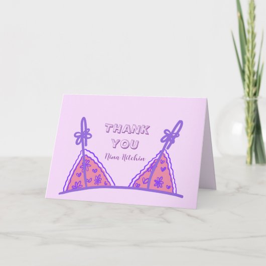 Grappig Stout Paars Ondergoed Bachelorette Dank Bedankkaart (Voorkant)
