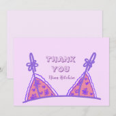 Grappig Stout Paars Ondergoed Bachelorette Dank Je Bedankkaart (Voorkant / Achterkant)