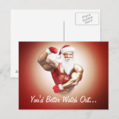 Grappig stout sterk gespierd Santa Claus briefkaar Feestdagenkaart (Voorkant / Achterkant)