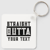 Grappig 'Straight Outta Jouw tekst' Sleutelhanger (Achterkant)