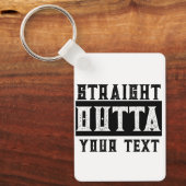 Grappig 'Straight Outta Jouw tekst' Sleutelhanger (Voorkant)