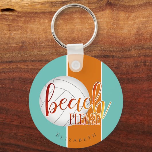 grappig strand alsjeblieft gepersonaliseerd volley sleutelhanger (Voorkant)