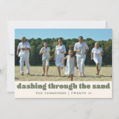 Grappig Strand Kerst Custom Familie Foto Groen Feestdagenkaart (Voorkant)
