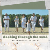 Grappig Strand Kerst Custom Familie Foto Groen Feestdagenkaart