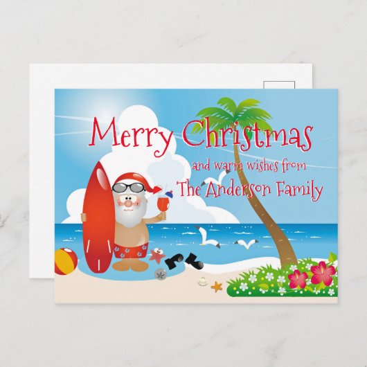 Grappig strand Kerstmis Groeten Briefkaart (Voorkant / Achterkant)