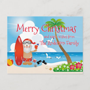 Grappig strand Kerstmis Groeten Briefkaart