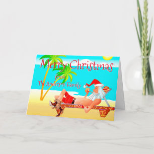 Grappig strand Kerstmis Groeten Kaart