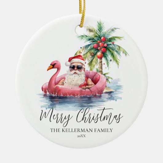 Grappig strand Kerstmis Keramisch Ornament (Voorkant)