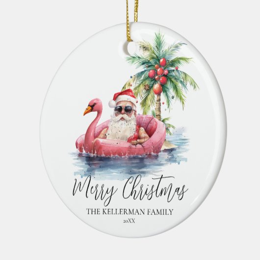 Grappig strand Kerstmis Keramisch Ornament (Links)