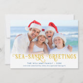 Grappig strand Kerstmis Kust Feestdagenkaart (Voorkant)