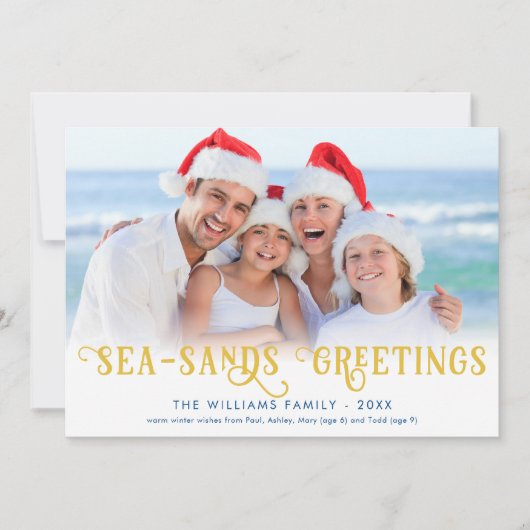 Grappig strand Kerstmis Kust Feestdagenkaart (Voorkant)
