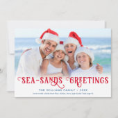 Grappig strand Kerstmis Kust Feestdagenkaart (Voorkant)