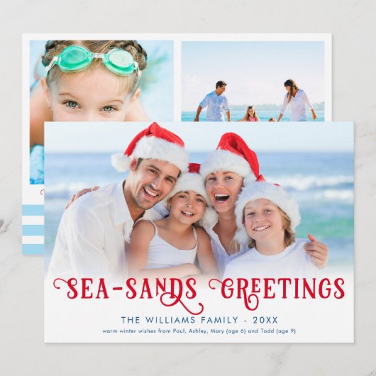 Grappig strand Kerstmis Kust Feestdagenkaart (Voorkant / Achterkant)