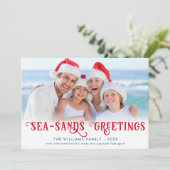 Grappig strand Kerstmis Kust Feestdagenkaart (Staand voorkant)
