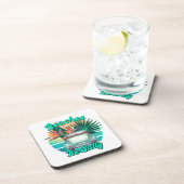 Grappig strand klassieke auto retro zonsondergang bier onderzetter (Rechterzijde)