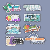 Grappig Strand Thema Set Waterdicht Sticker