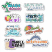 Grappig Strand Thema Set Waterdicht Sticker (Voorkant)