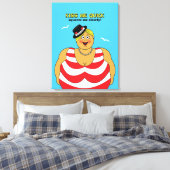 Grappig strand thema zee kus me snel vrouw canvas afdruk (Insitu (Slaapkamer))