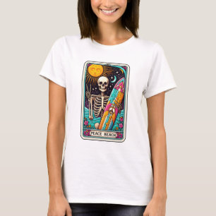 Grappig Strand Vrede Strand Skeleton Tarot T-shirt