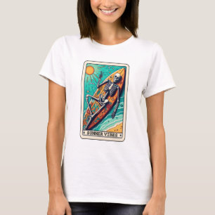 Grappig Strand Zomer Vibes Surfboard Skeleton Taro T-shirt