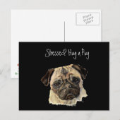 Grappig, Stress? Hug een Pug!, Dog, Pet, Animal! Briefkaart (Voorkant / Achterkant)