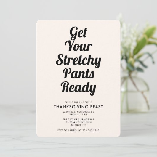 Grappig stretchy pants Thanksgiving diner zwart Kaart (Staand voorkant)